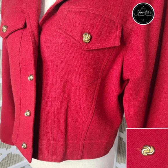Clifford & Wills Women's Vintage Red Wood Cropped Blazer/Jacket Size 10 - Picture 5 of 11